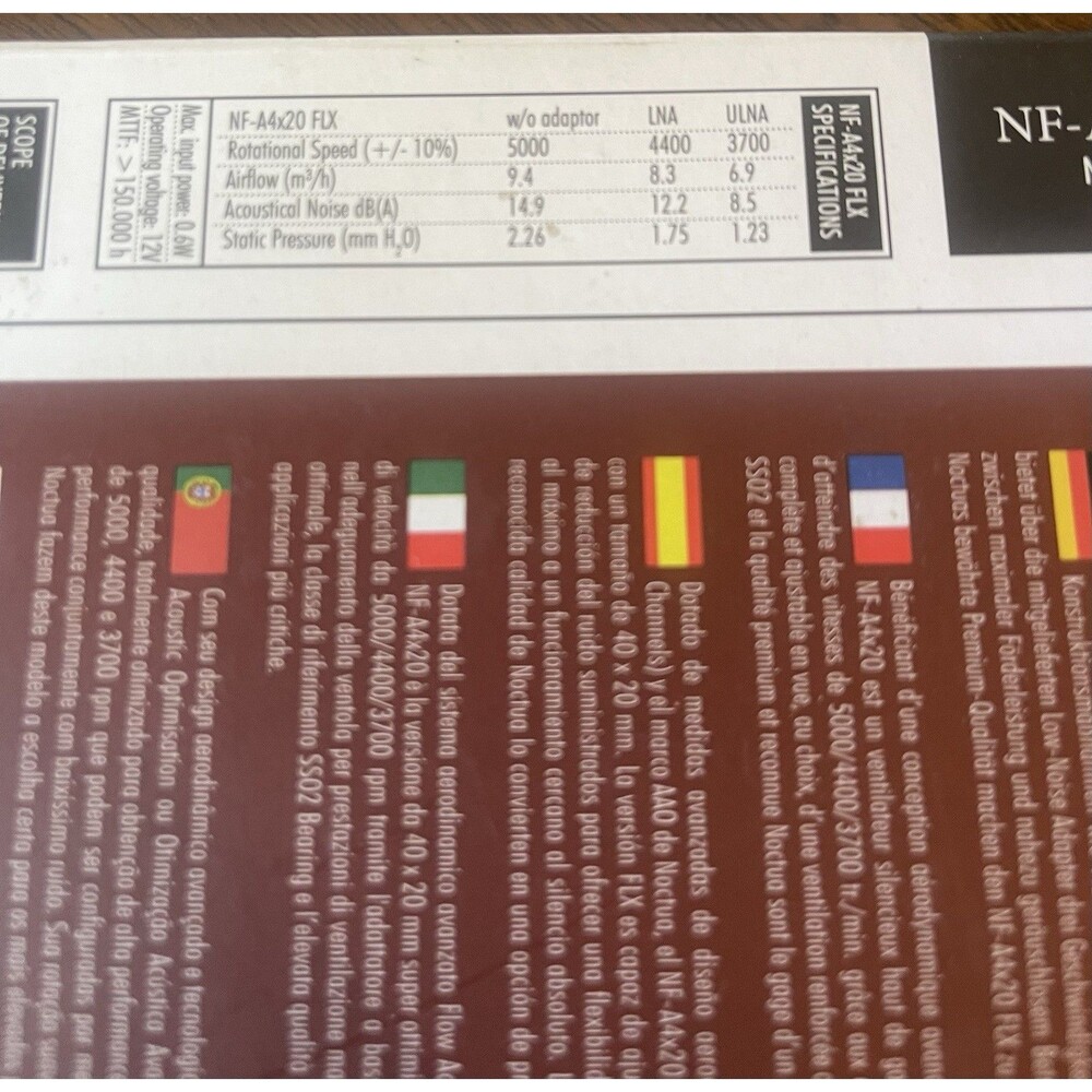 Noctua NF-A4x20 FLX,premium 40x20mm quiet fan New In Box - Picture 3 of 5